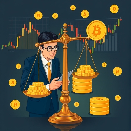一個抽象的市場波動表示，包含金幣