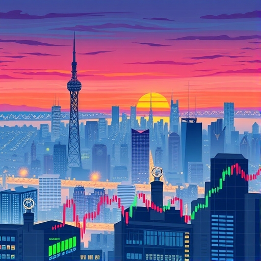 繁忙的城市天際線與通訊塔