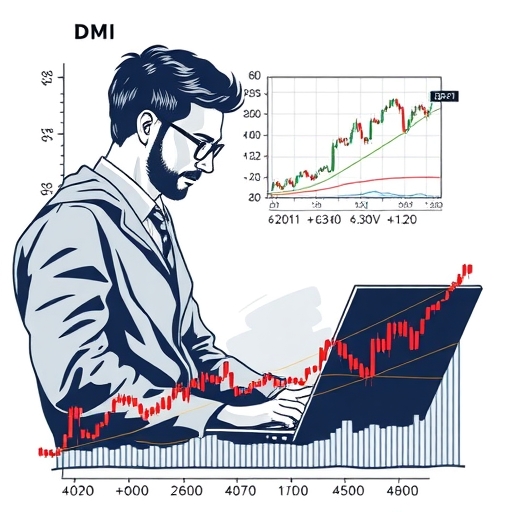 DMI指標圖示，包含+DI和-DI交叉線。