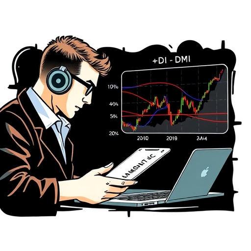 顯示DMI指標的圖表，包含趨勢強度的參數。