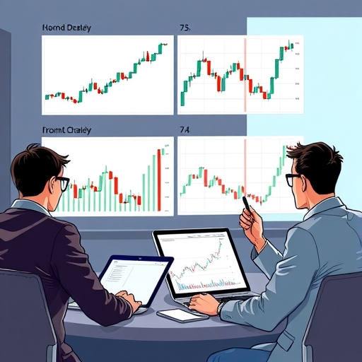 一位交易者正在分析多個技術指標的圖表形態。