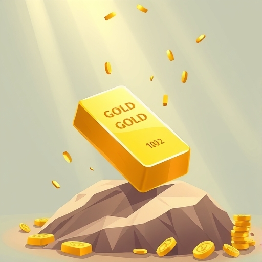 一塊正在下墜的金條插圖