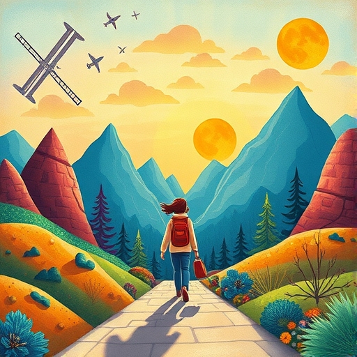 一幅充滿活力的插畫，描繪複雜的決策過程，顯示多條路徑和選項，抽象元素代表選擇和結果。
