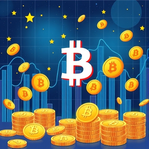 充滿活力的數位貨幣交易所圖示，展示動態圖表與全球網路。