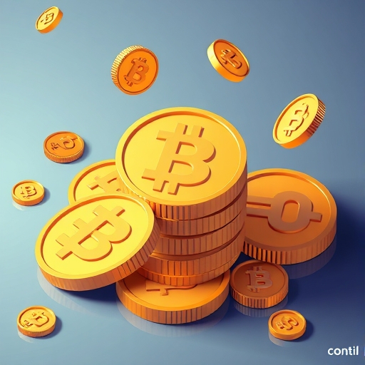 一堆加密貨幣硬幣的插圖