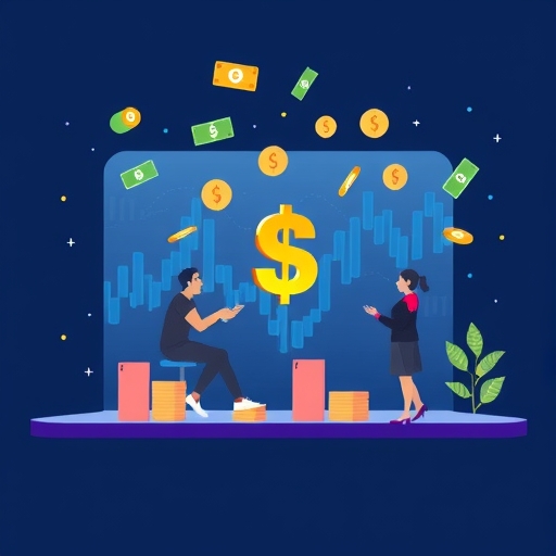 展現貨幣圖表與數據分析的視覺化插圖