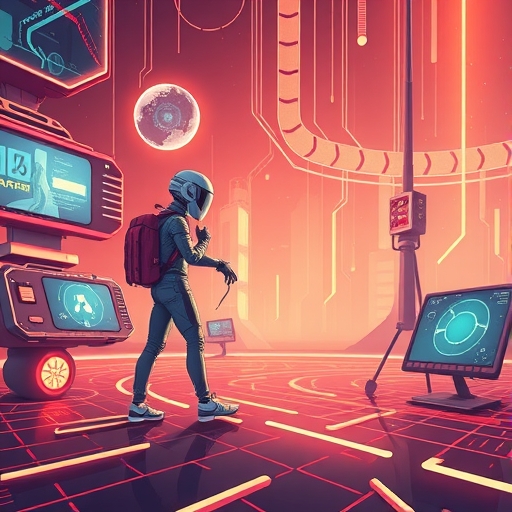 展示未來科技發展與數據分析的抽象插畫