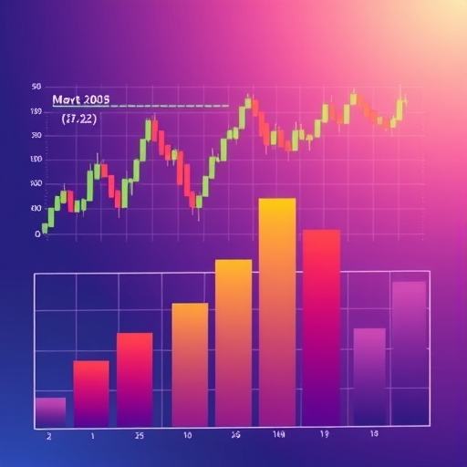 顯示交易圖表與金融數據的插畫