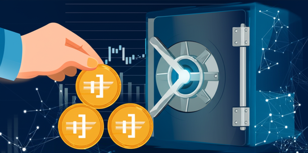 USDT質押安全儲存與穩定收益示意圖