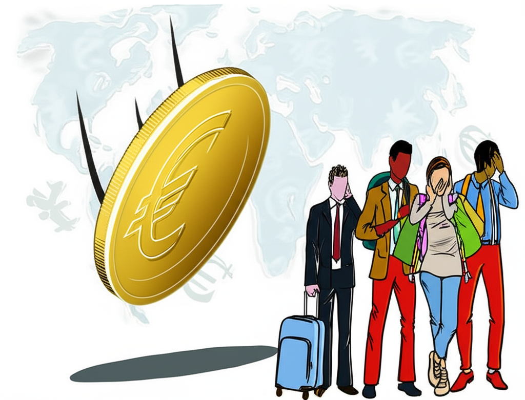 歐元貶值對投資者、旅客、學生和購物者的影響插圖
