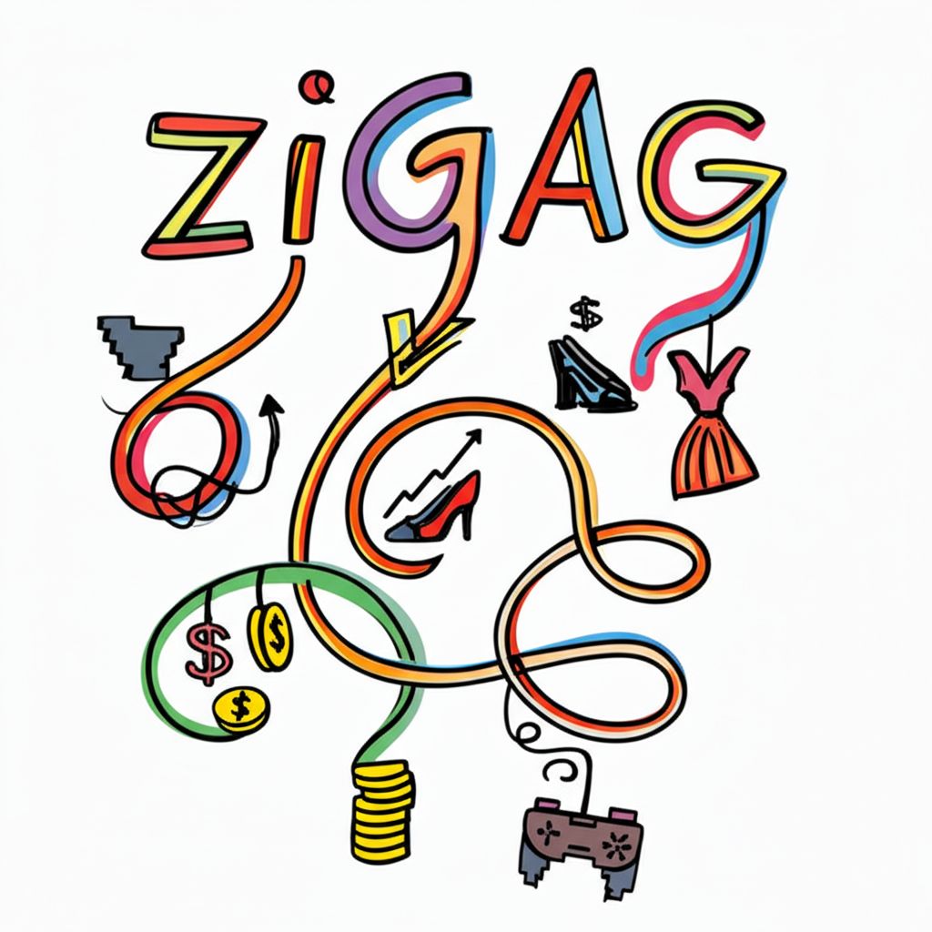 Zigzag 詞彙分支至金融、時尚與遊戲等多領域的奇幻插圖,展現其多面性