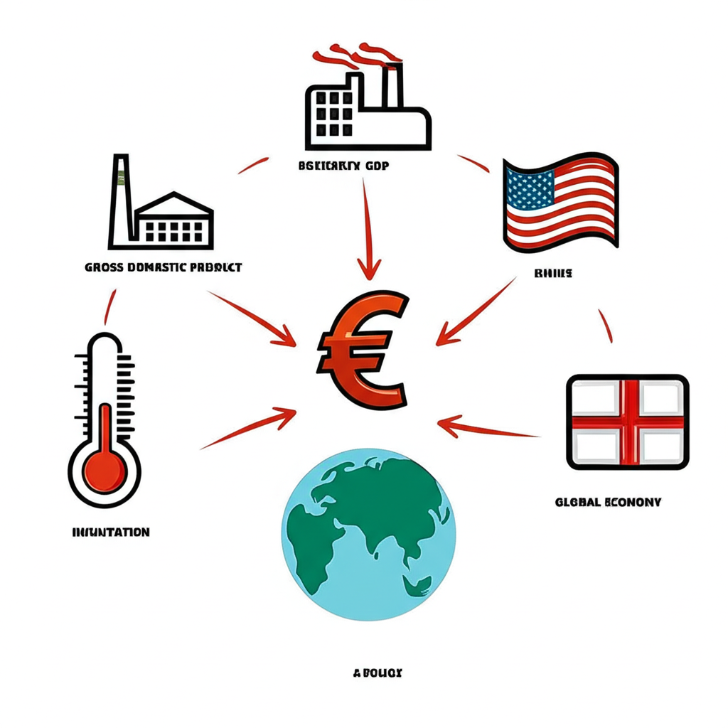 影響貨幣匯率的互聯因素圖示