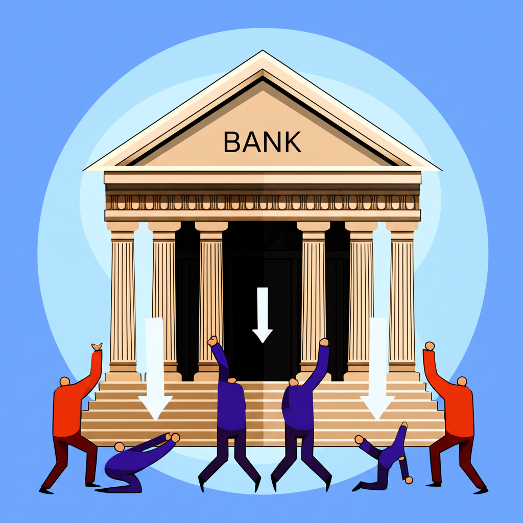 堅韌銀行屹立不搖,債權人代表人物吸收損失,作為重組過程的一部分,確保穩定和關鍵服務持續運作的插圖