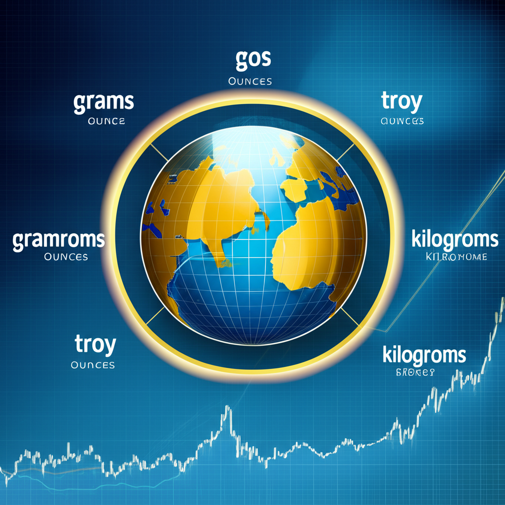 國際黃金單位環繞地球圖,背景融入全球金價走勢圖表