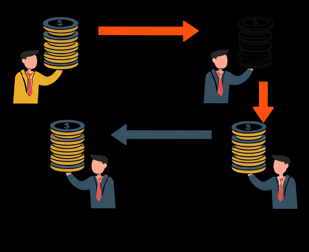 投資者預期股價下跌先賣後買的交易策略概念插圖