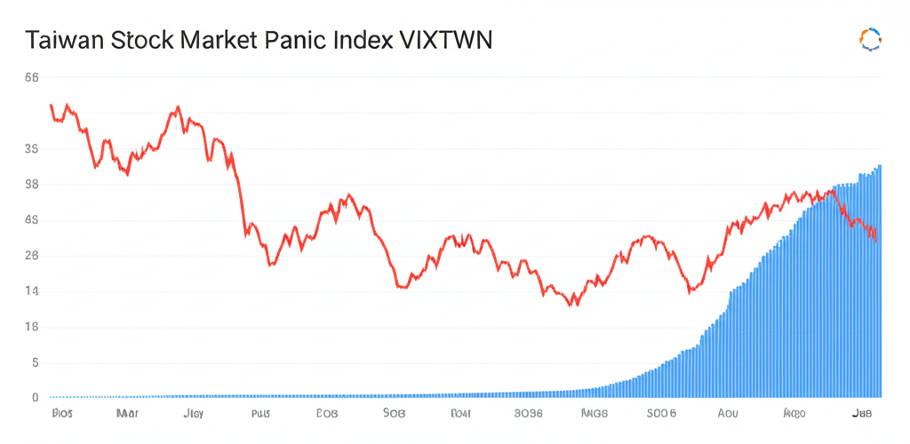 台股恐慌指數 VIXTWN 波動線圖,顯示未來市場不確定性和風險