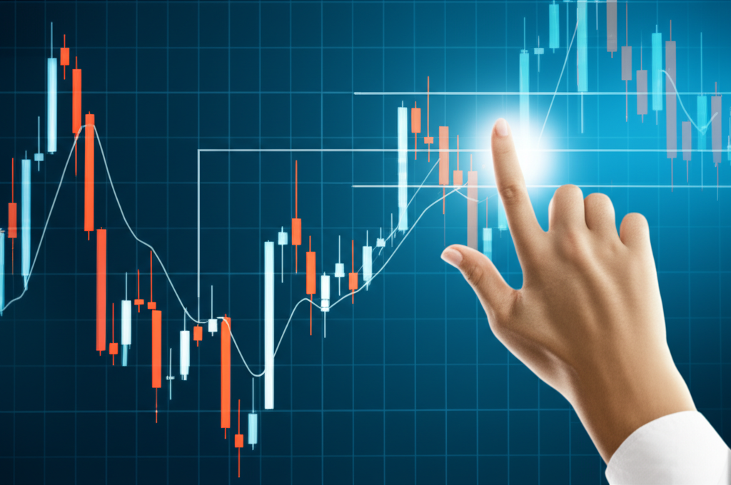 技術分析圖表示意圖，顯示歷史市場數據、價格走勢和趨勢模式