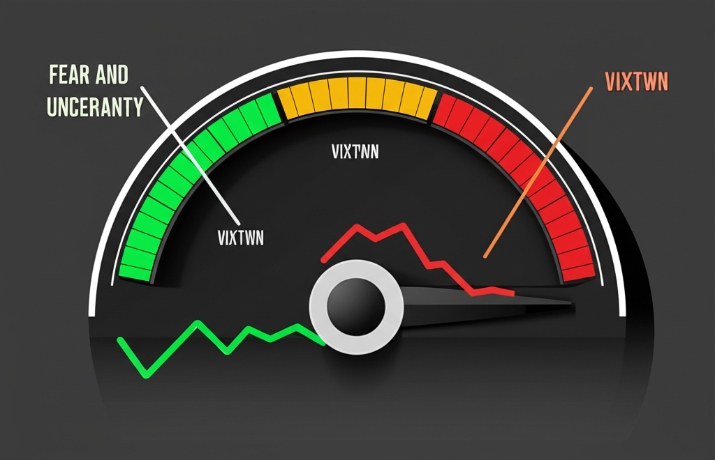 VIXTWN 市場晴雨表圖,上升顯示投資人恐慌,下跌代表平靜情緒