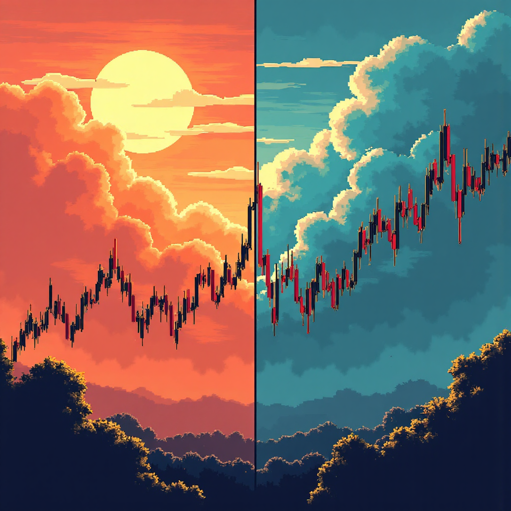 股票圖表中黃金交叉與死亡交叉的視覺示意，象徵上漲動能與下跌警示