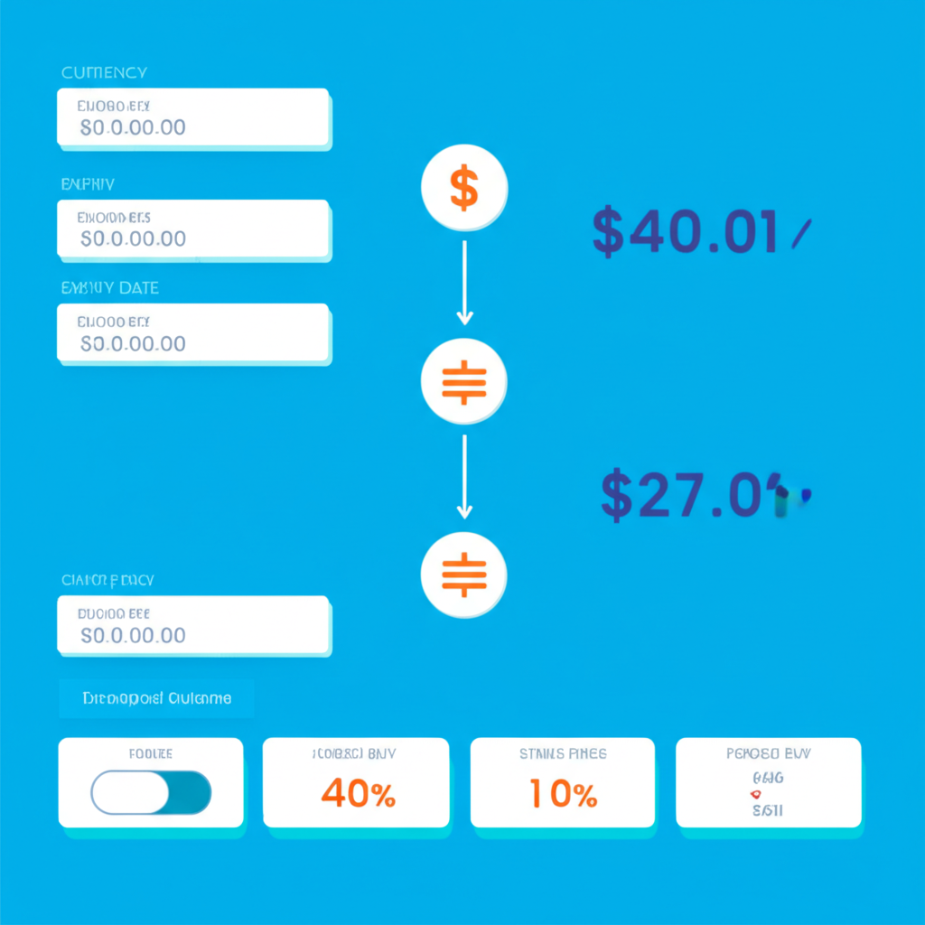 投資介面選擇圖:用戶設定幣種金額與到期日,二元決策樹顯示市場價對交割價的強制買賣路徑