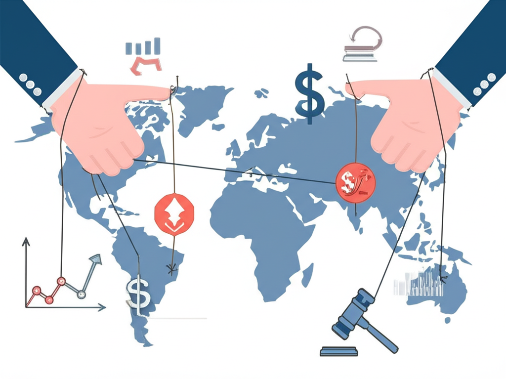 全球經濟神經受CPI數據和聯準會利率決策牽動的插圖，融入世界地圖和金融市場符號