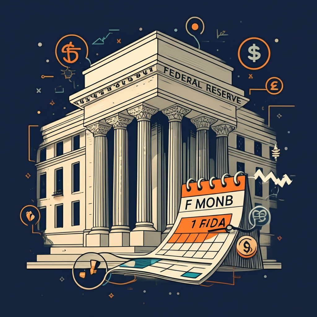 聯準會決策框架與非農數據公布的插圖，強調就業與物價穩定及全球市場影響