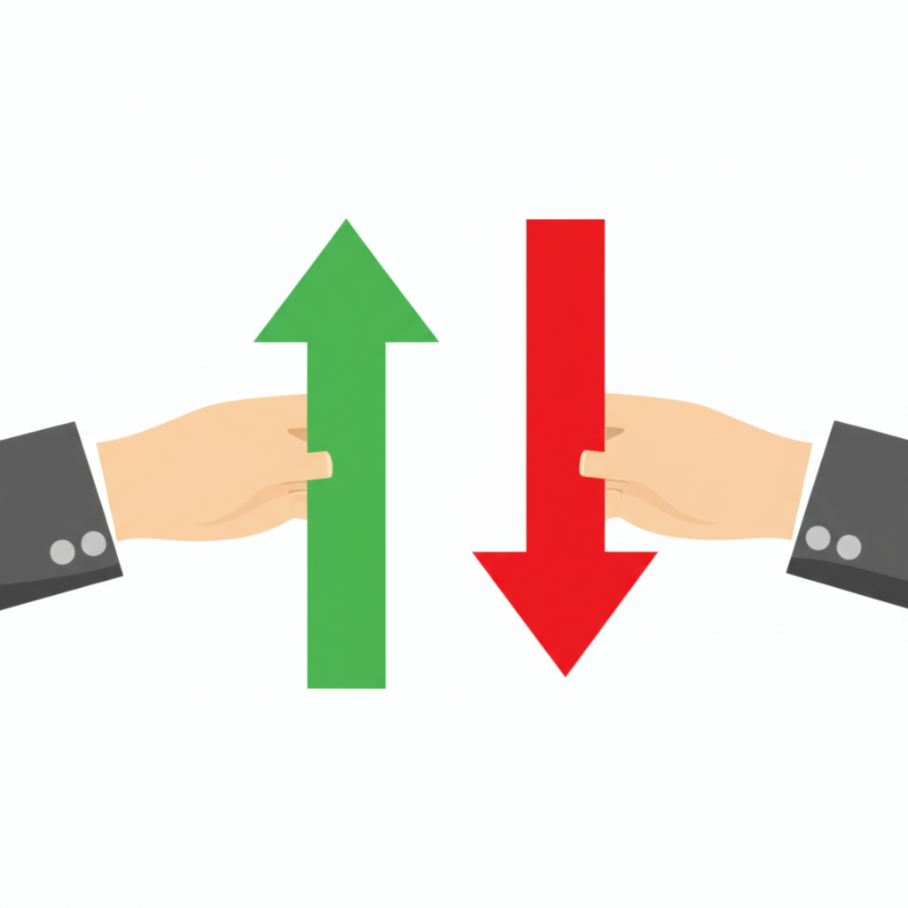 買權與賣權象徵市場方向的插圖