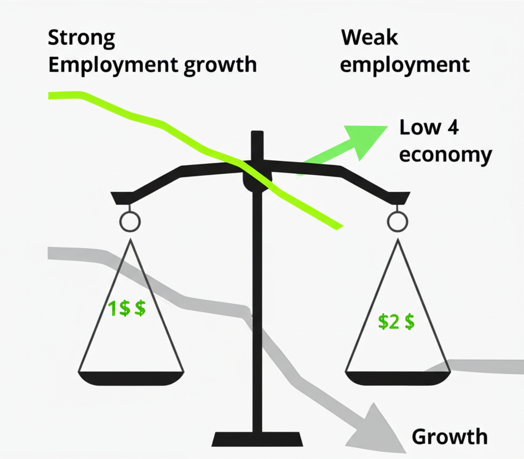 就業數據強弱對經濟成長與通膨影響的路徑圖，平衡通膨與成長