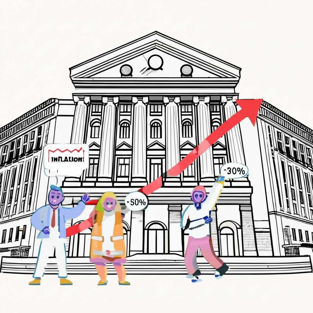 日本央行大樓與升息圖表，結束負利率的時鐘，以及民眾展現薪資與通膨上漲的喜悅