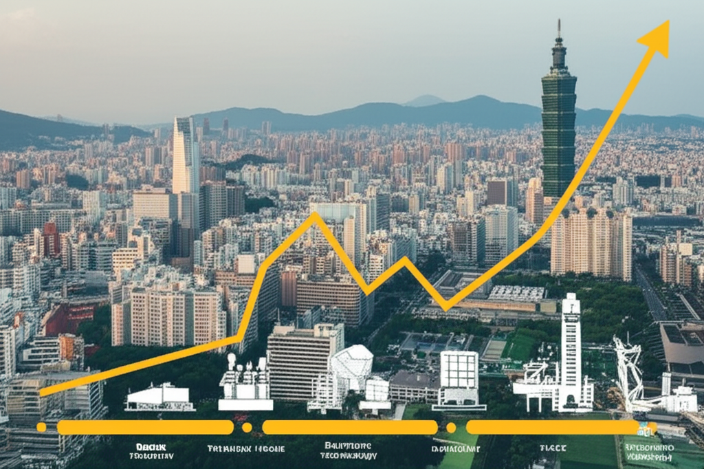 台灣經濟演進時間軸與加權指數成長線