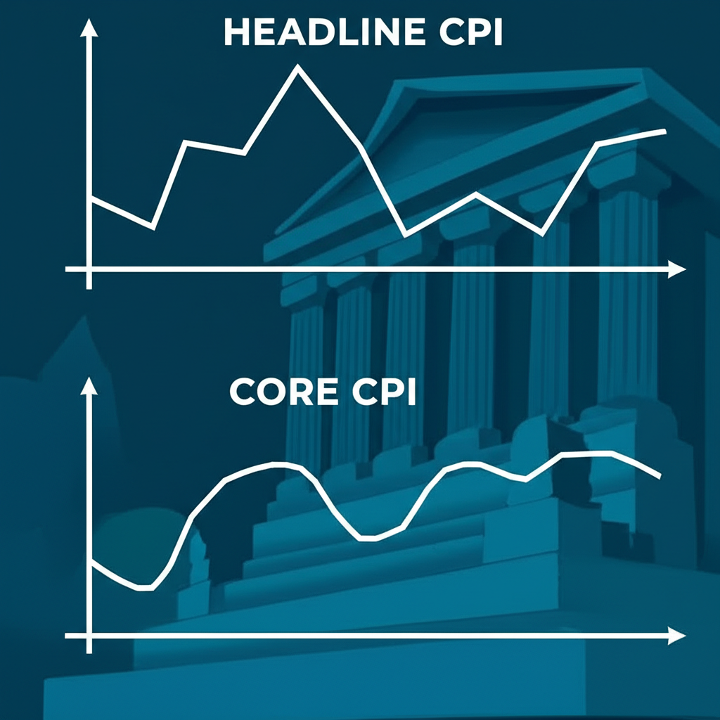 總體 CPI 與核心 CPI 圖表比較、中央銀行背景金融分析插圖