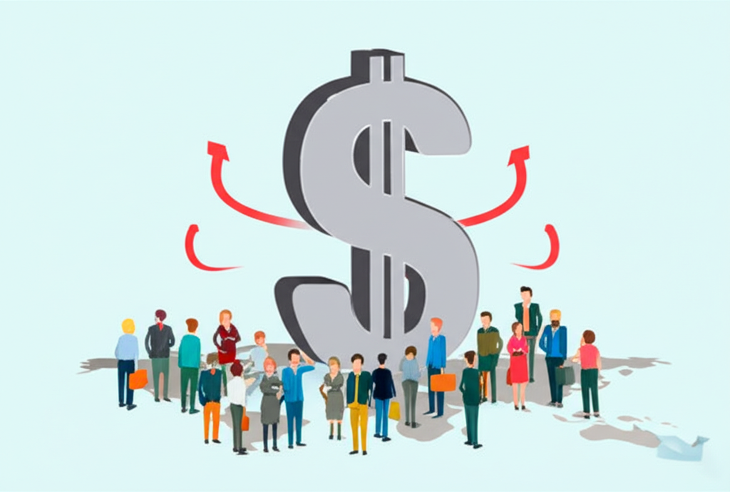 強勢美金象徵俯瞰世界地圖,顯示全球金融轉變與貿易影響