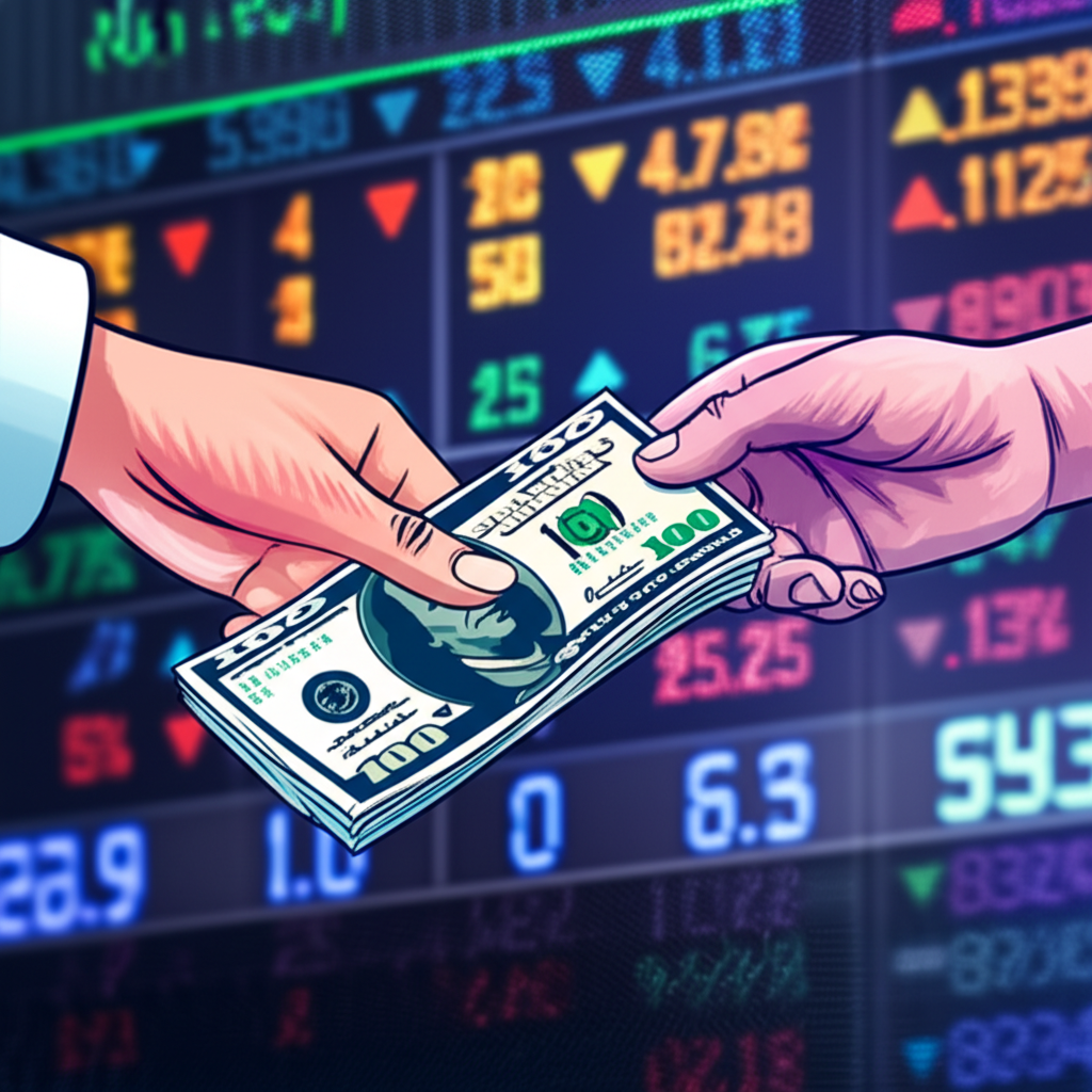 借券雙方交換股票與資金的股市背景插圖