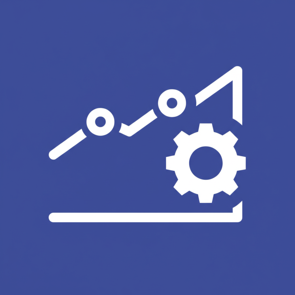 財務圖表顯示ETF線條緊跟市場指數線，並有小齒輪圖示代表被動管理