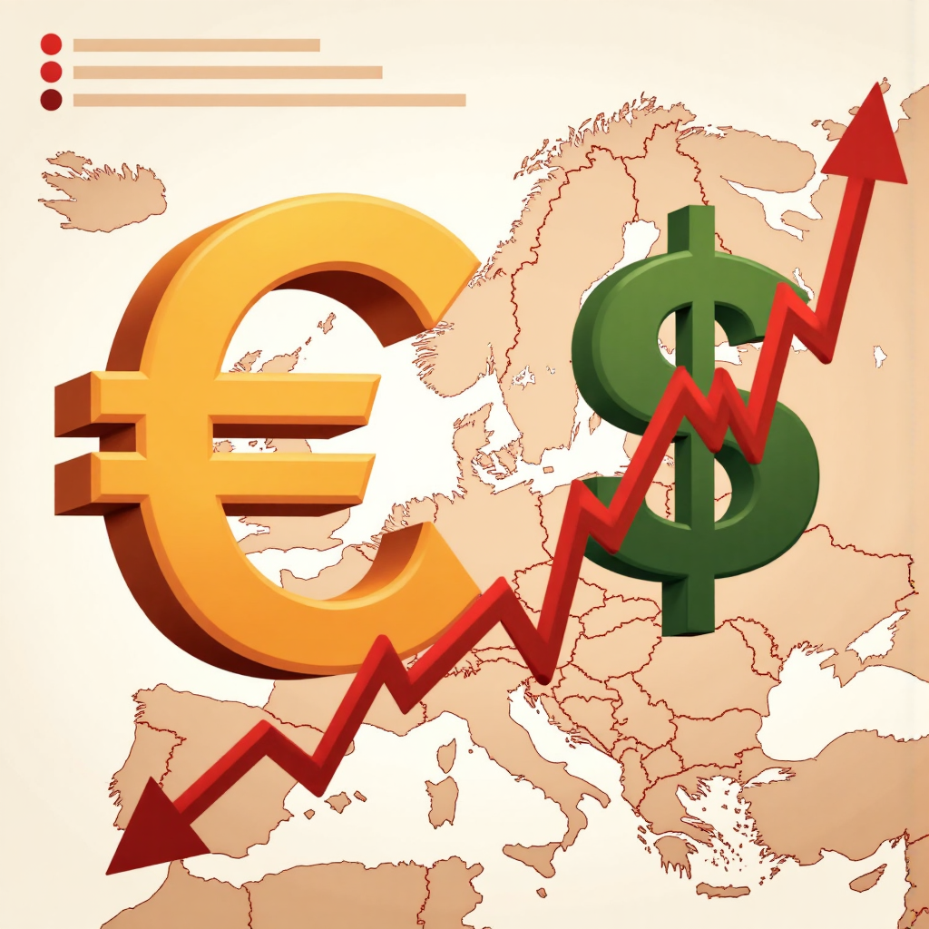 歐元對台幣匯率波動像素藝術圖，展示歐洲經濟圖表與全球地緣政治地圖